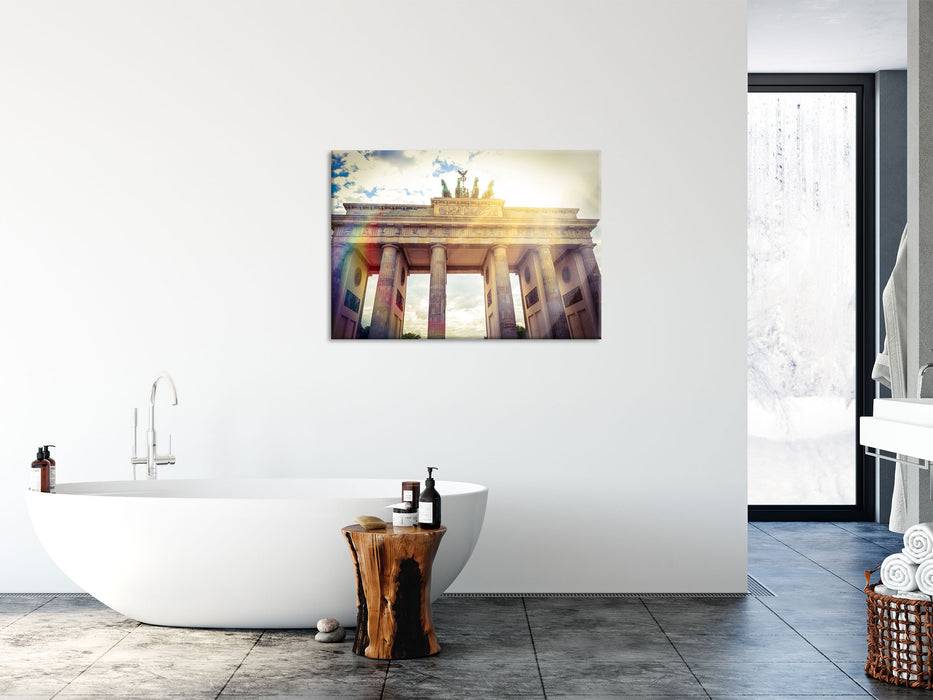 Pixxprint Brandenburger Tor in Berlin, Glasbild Letzter Tag
