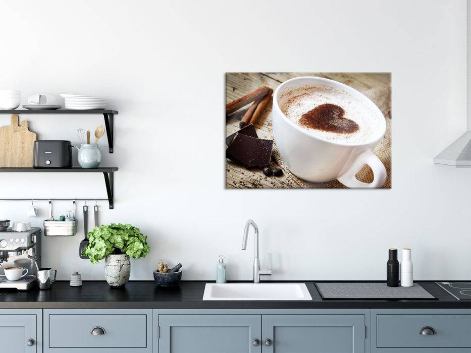 Pixxprint Tasse Kaffee mit Schokolade, Glasbild Zeitbegrenzte Promotion