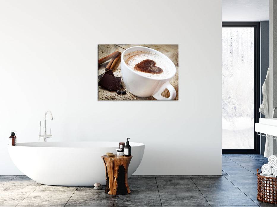 Pixxprint Tasse Kaffee mit Schokolade, Glasbild Zeitbegrenzte Promotion