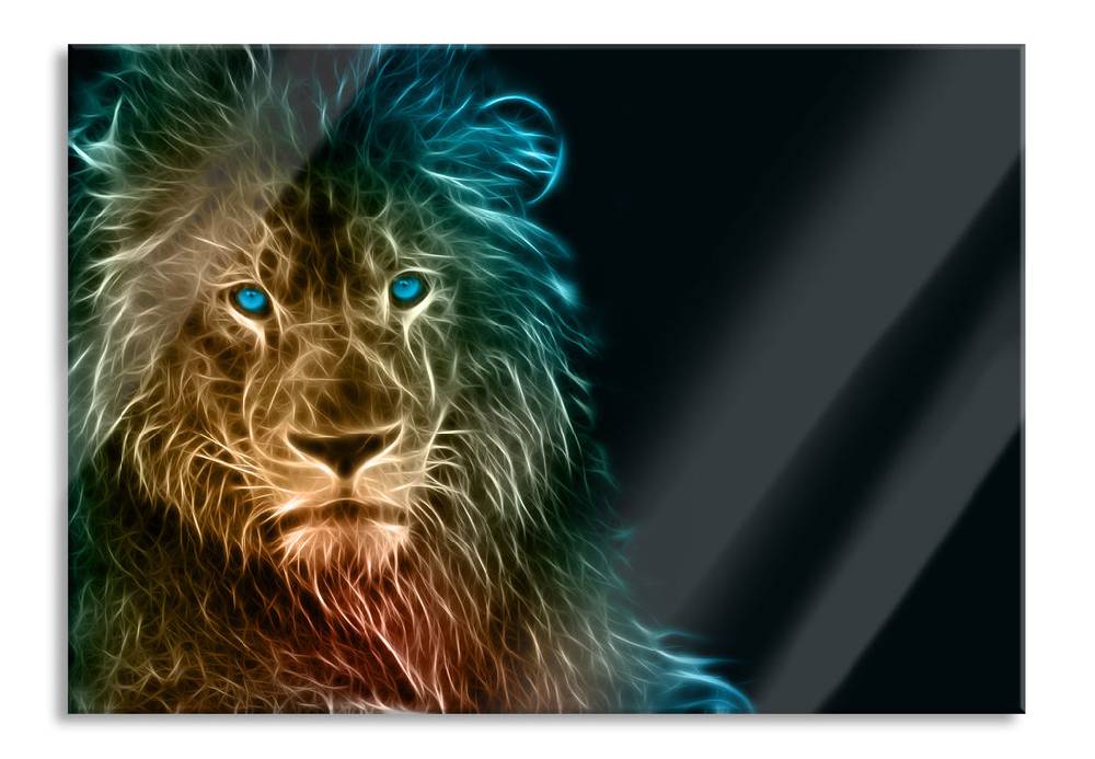 Pixxprint Stolzer Löwe Abstrakt, Glasbild