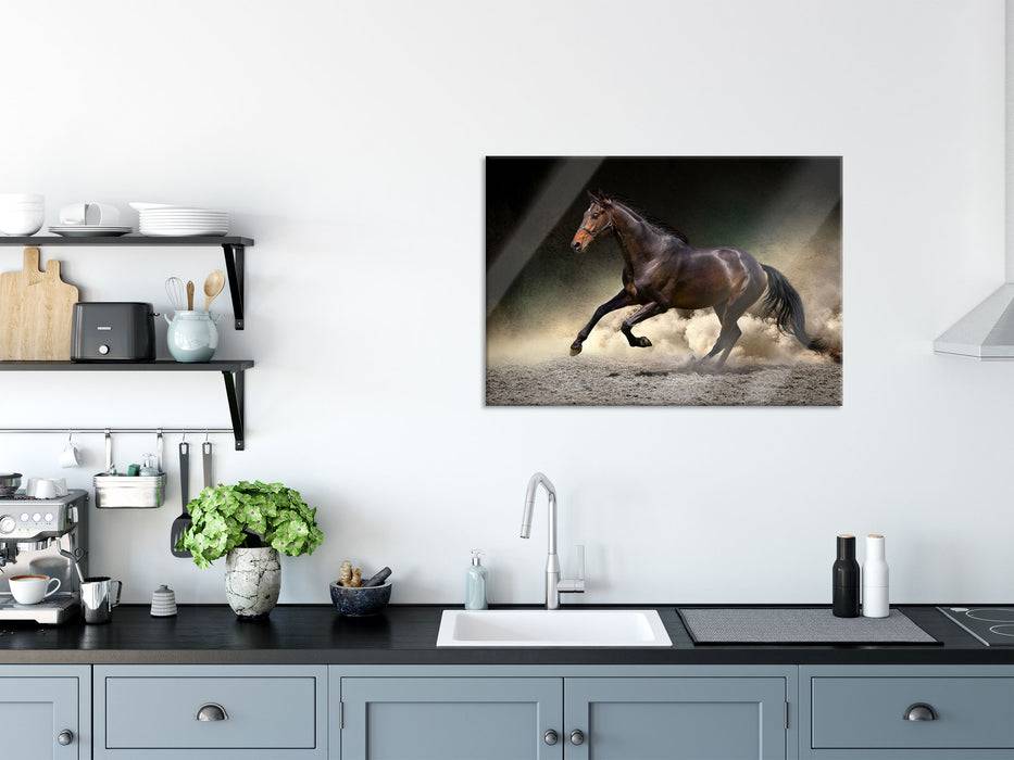 Pixxprint Anmutiges dunkles Pferd, Glasbild Bis zu 55% Rabatt