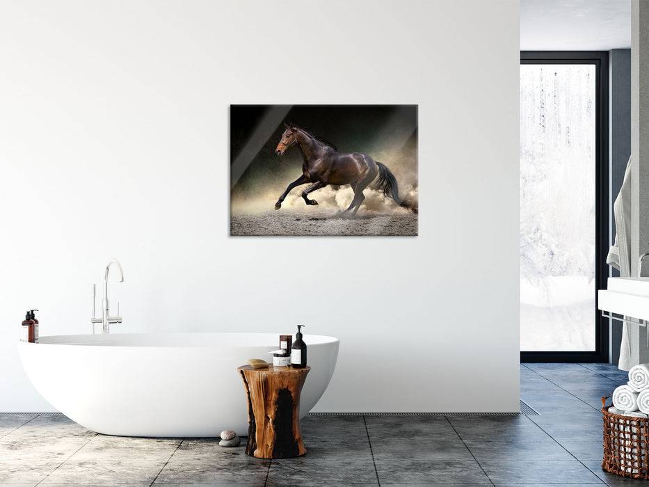 Pixxprint Anmutiges dunkles Pferd, Glasbild Bis zu 55% Rabatt