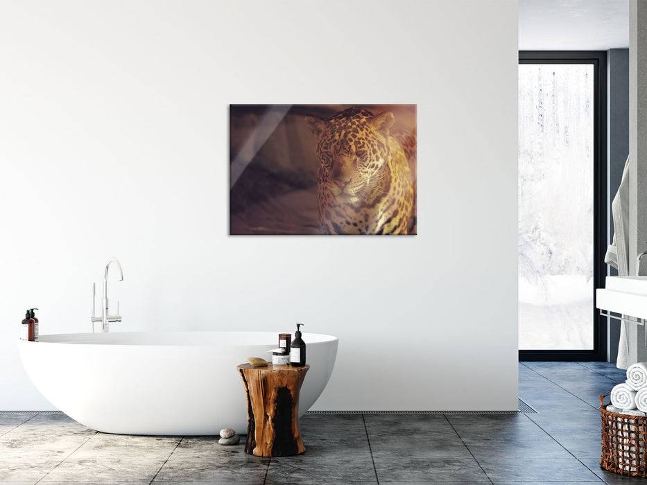 Pixxprint Anmutiger Leopard, Glasbild Nur noch ein Tag übrig