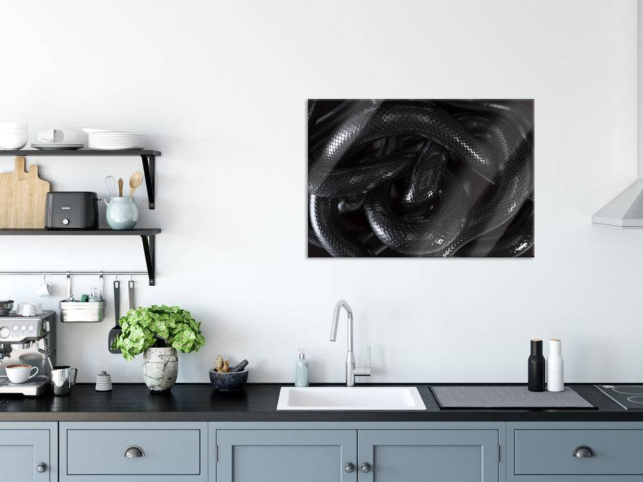 Pixxprint Schwarze elegante Schlange, Glasbild Super Rabatt