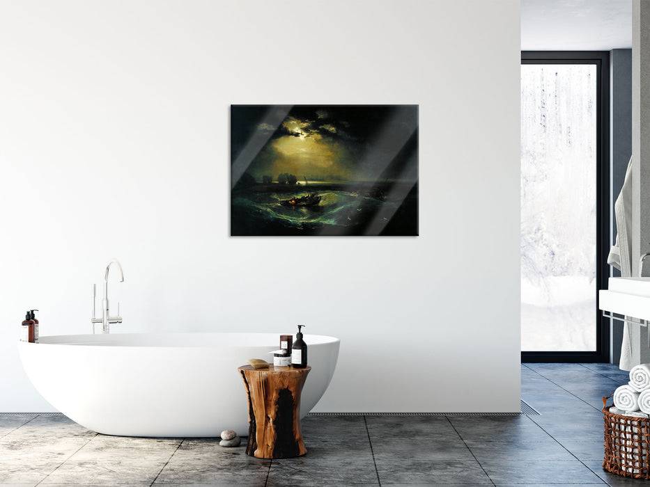 Pixxprint William Turner - Fischer auf See, Glasbild Begrenzt auf 3 Tage