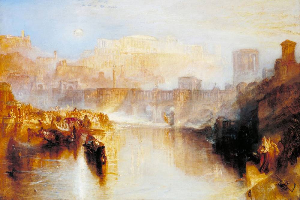 Pixxprint William Turner - Agrippina Landing with the Ashes of Ge, Glasbild Black Friday Preise