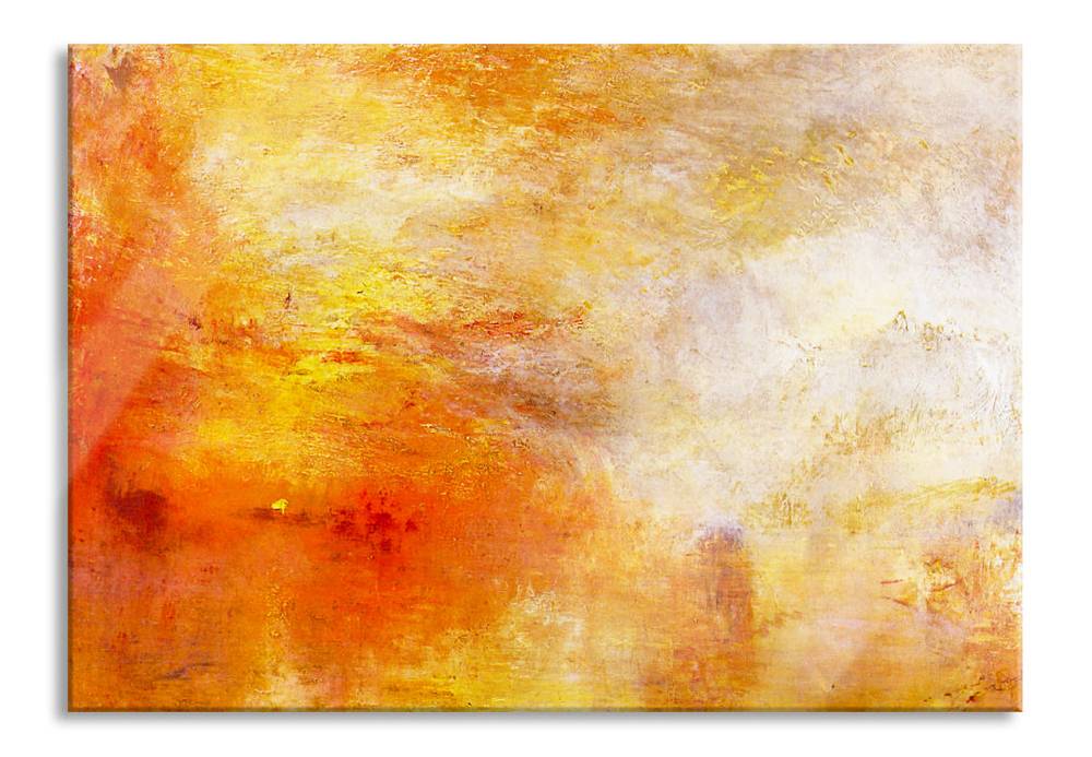 Pixxprint William Turner - Sun Setting over a Lake , Glasbild Im Verkauf