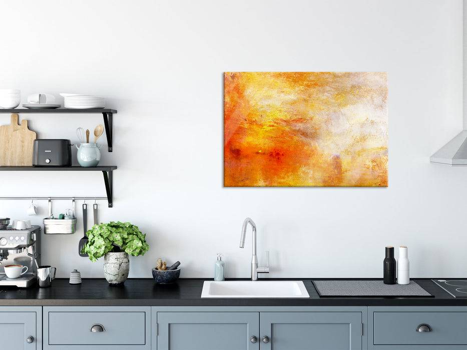 Pixxprint William Turner - Sun Setting over a Lake , Glasbild Im Verkauf