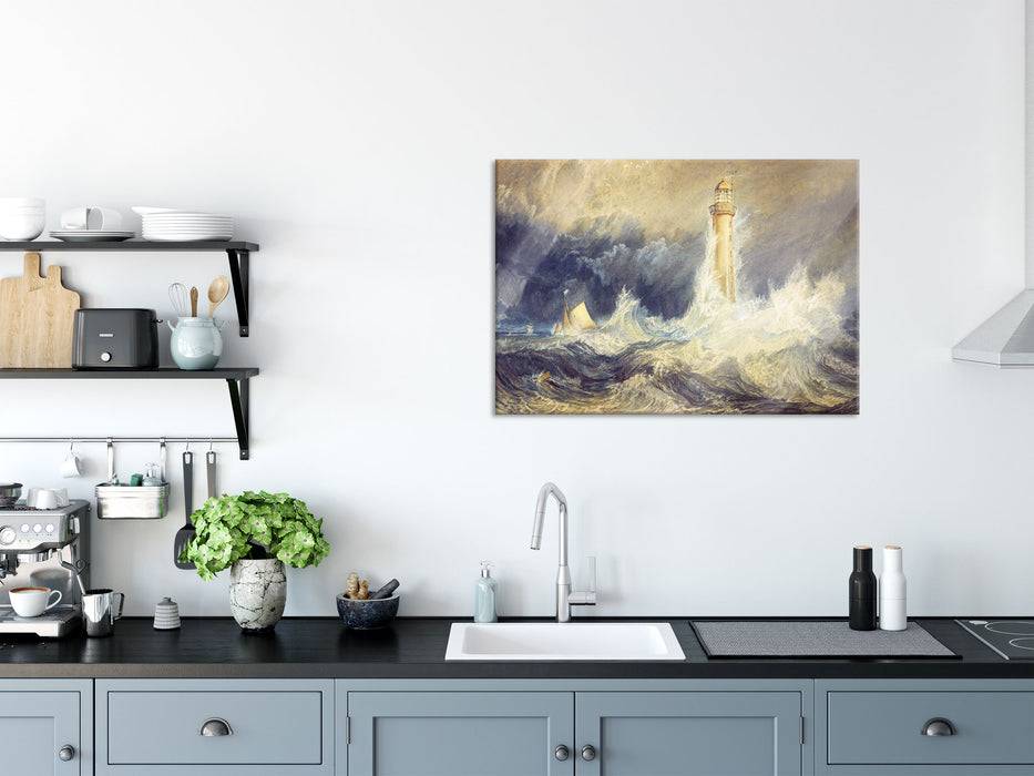 Pixxprint William Turner - Bell Rock Lighthouse , Glasbild im Angebot