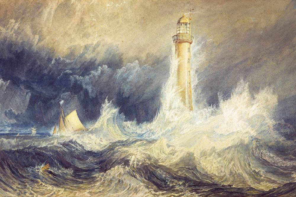 Pixxprint William Turner - Bell Rock Lighthouse , Glasbild im Angebot
