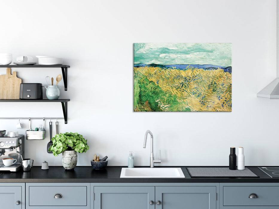 Pixxprint Vincent Van Gogh - Weizenfeld mit Kornblumen , Glasbild Fabrik Onlineshop