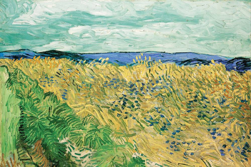 Pixxprint Vincent Van Gogh - Weizenfeld mit Kornblumen , Glasbild Fabrik Onlineshop
