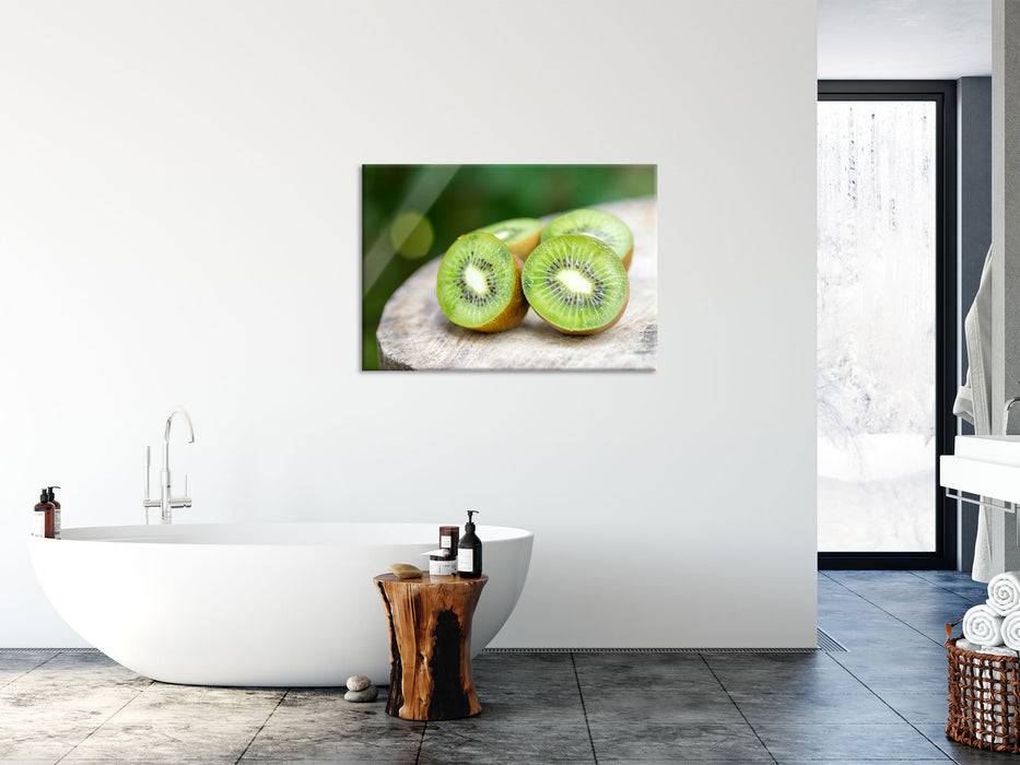 Pixxprint Leckere aufgeschnittene Kiwis, Glasbild Flash Sale