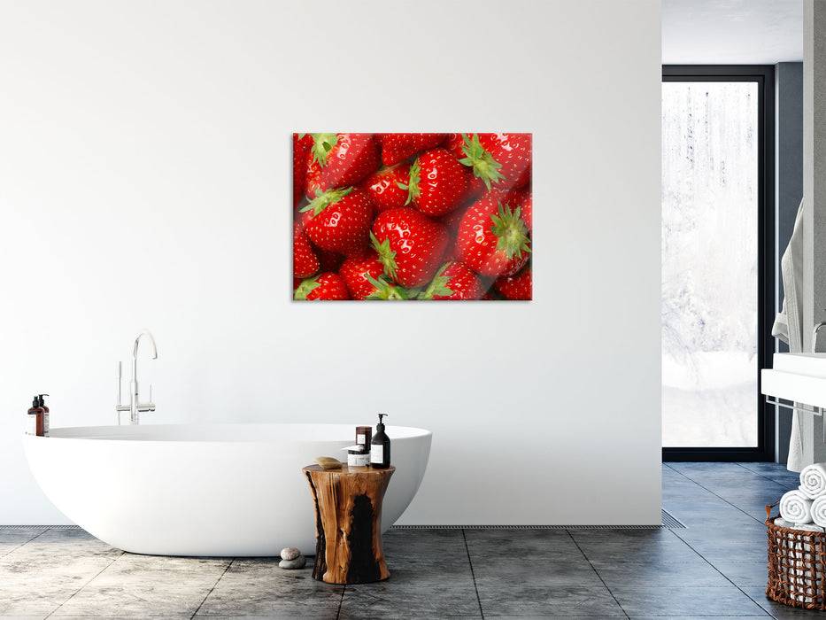 Pixxprint Leckere frische Erdbeeren, Glasbild Begrenztes Angebot