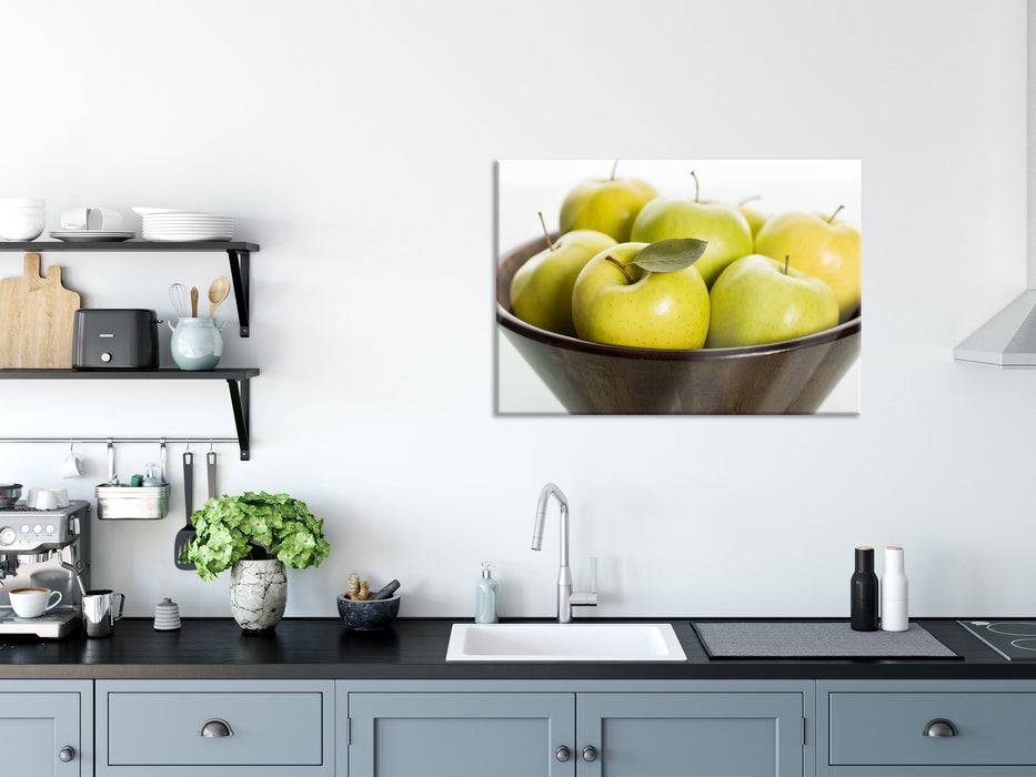 Pixxprint Korb mit Äpfeln, Glasbild Exklusivangebot