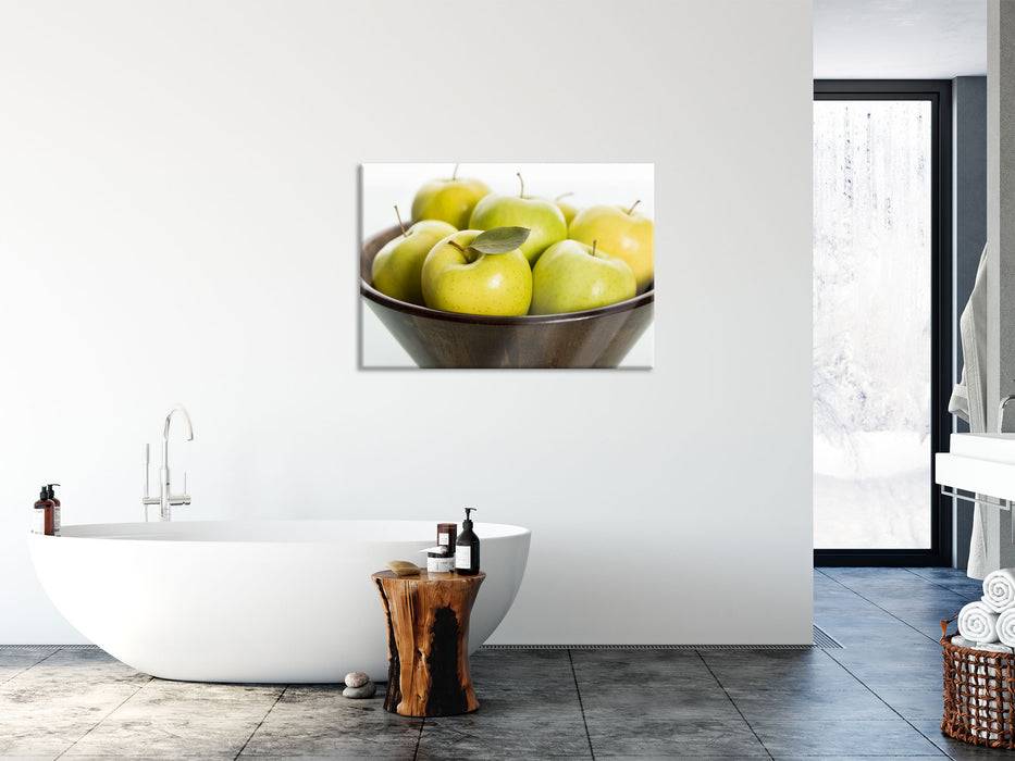 Pixxprint Korb mit Äpfeln, Glasbild Exklusivangebot
