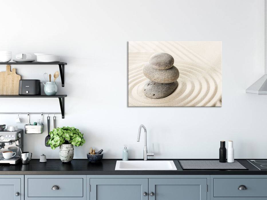 Pixxprint Steine in Sand mit Muster, Glasbild Muttertagsangebot