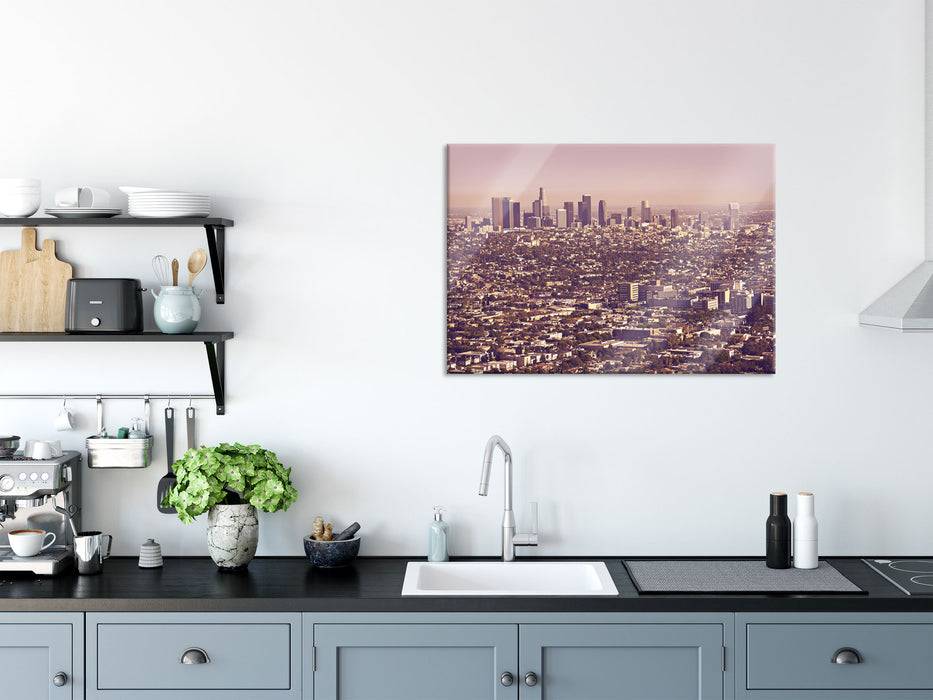 Pixxprint Skyline von Los Angeles, Glasbild Valentinstagsangebot