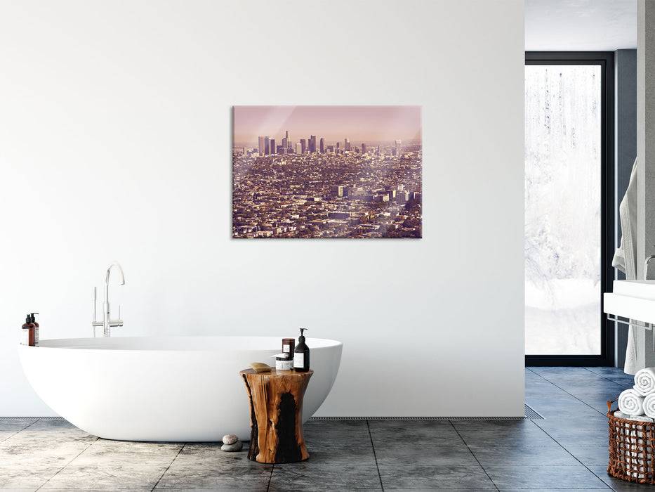Pixxprint Skyline von Los Angeles, Glasbild Valentinstagsangebot