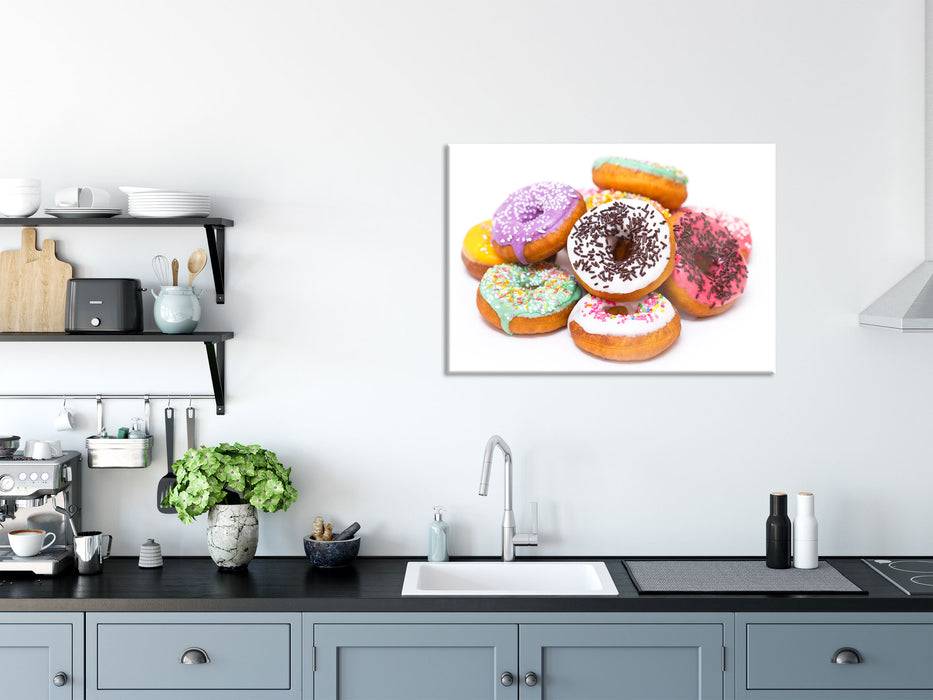 Pixxprint Leckere bunte Donuts, Glasbild Jubiläumsangebot
