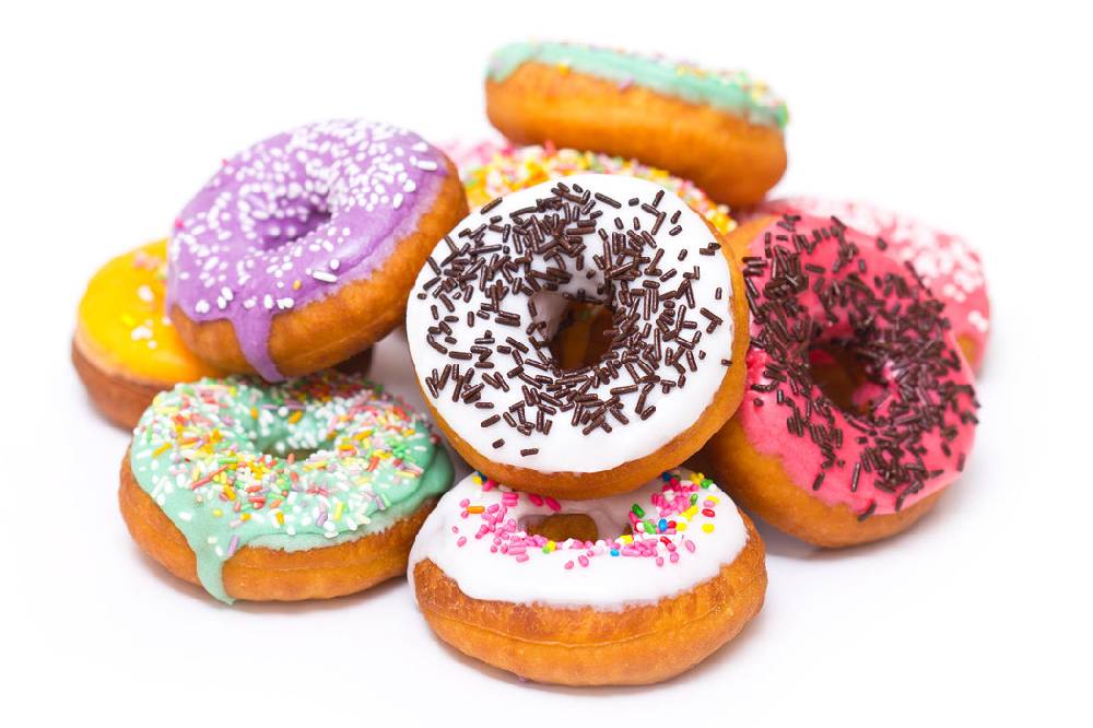 Pixxprint Leckere bunte Donuts, Glasbild Jubiläumsangebot