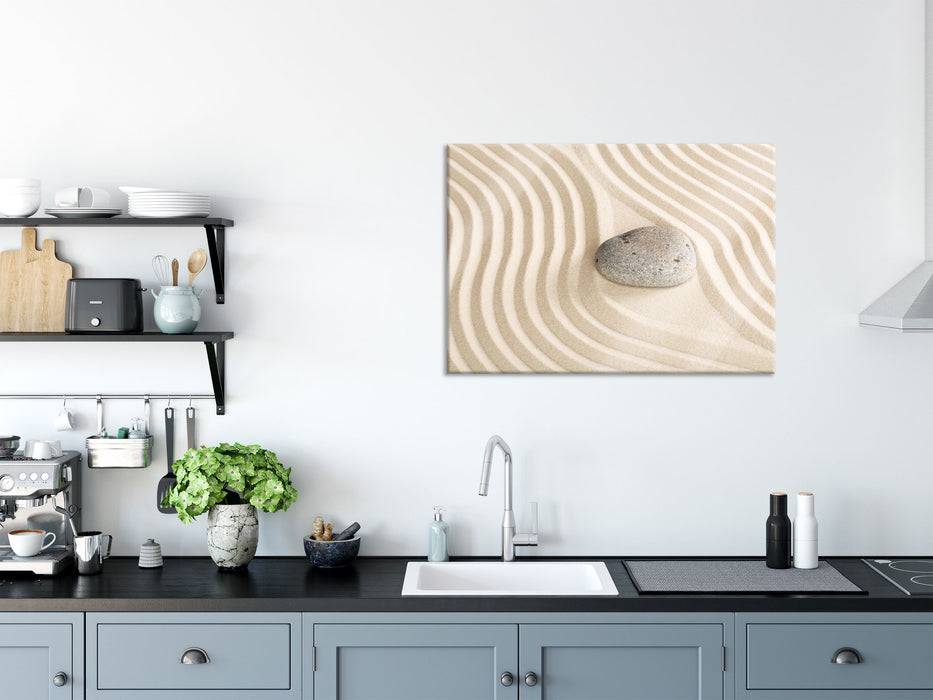Pixxprint Steine in Sand mit Muster, Glasbild Lagerräumung