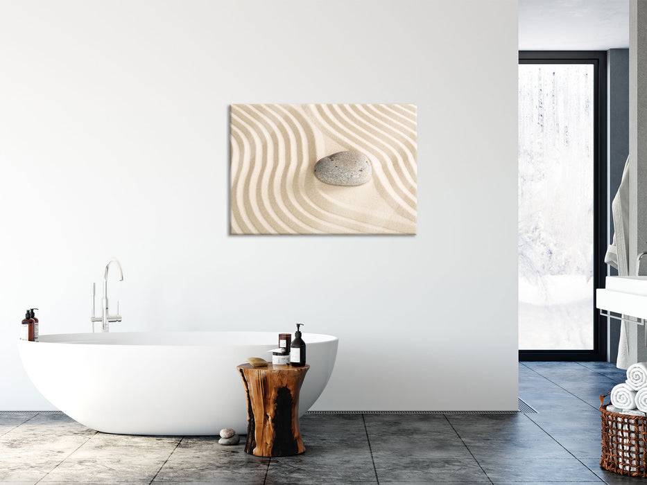 Pixxprint Steine in Sand mit Muster, Glasbild Lagerräumung