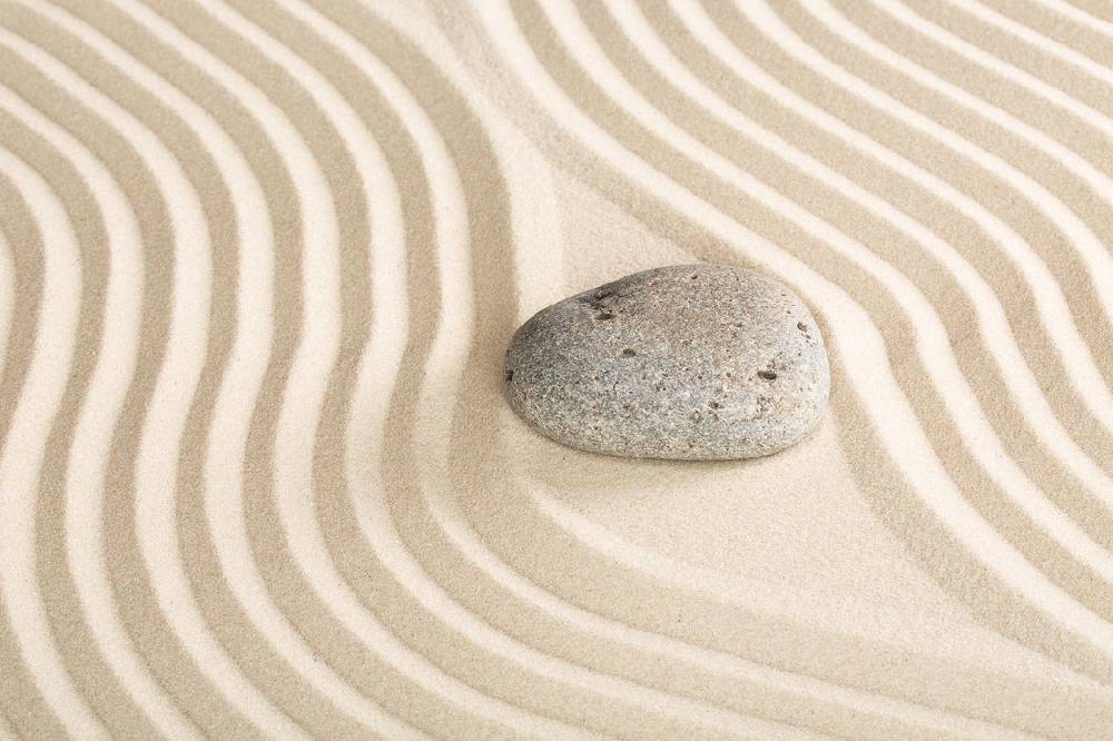 Pixxprint Steine in Sand mit Muster, Glasbild Lagerräumung