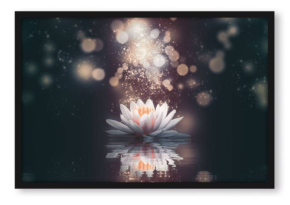 Pixxprint Magische Lotusblüte mit Glitzerstaub, Poster mit Bilderrahmen Saisonale Angebote