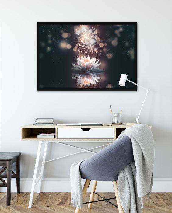 Pixxprint Magische Lotusblüte mit Glitzerstaub, Poster mit Bilderrahmen Saisonale Angebote