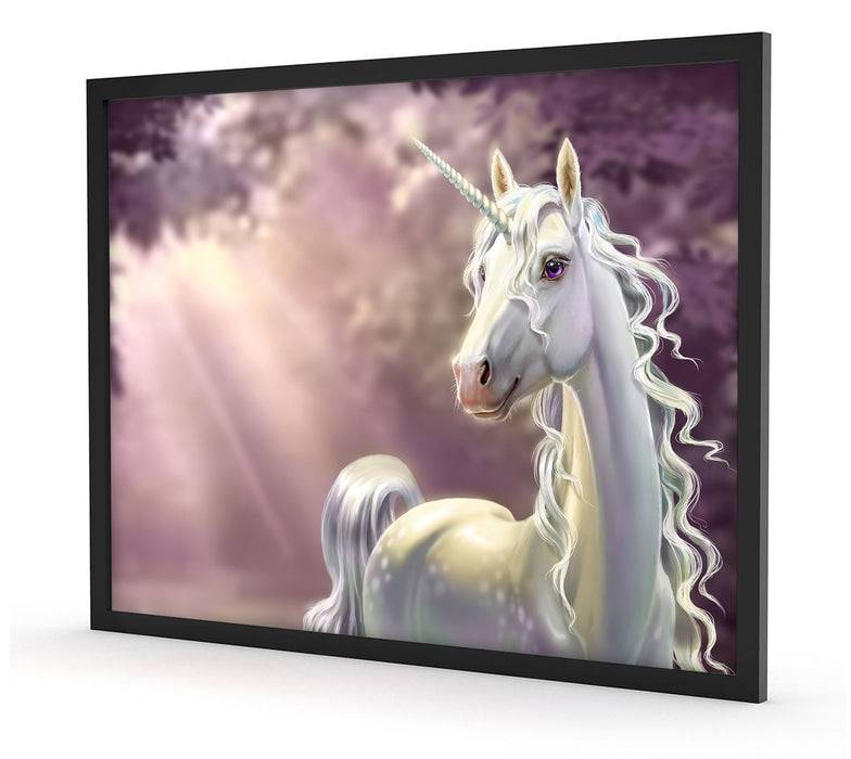 Pixxprint Magisches Einhorn im Zauberwald, Poster mit Bilderrahmen Sonderangebote