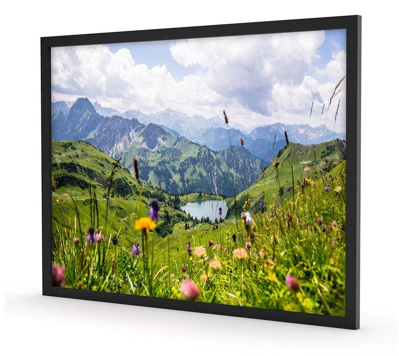 Pixxprint Wiesenblumen in den Bergen, Poster mit Bilderrahmen JETZT KAUFEN