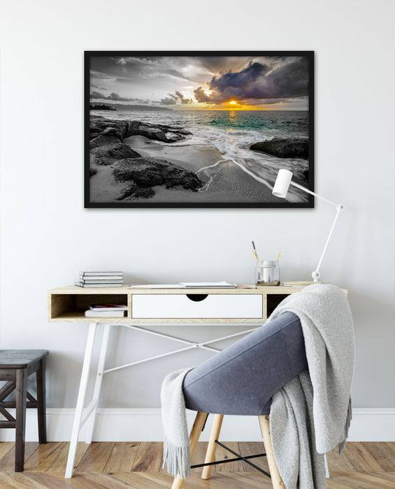 Pixxprint Sonnuntergang auf Hawaii, Poster mit Bilderrahmen Riesige Rabatte