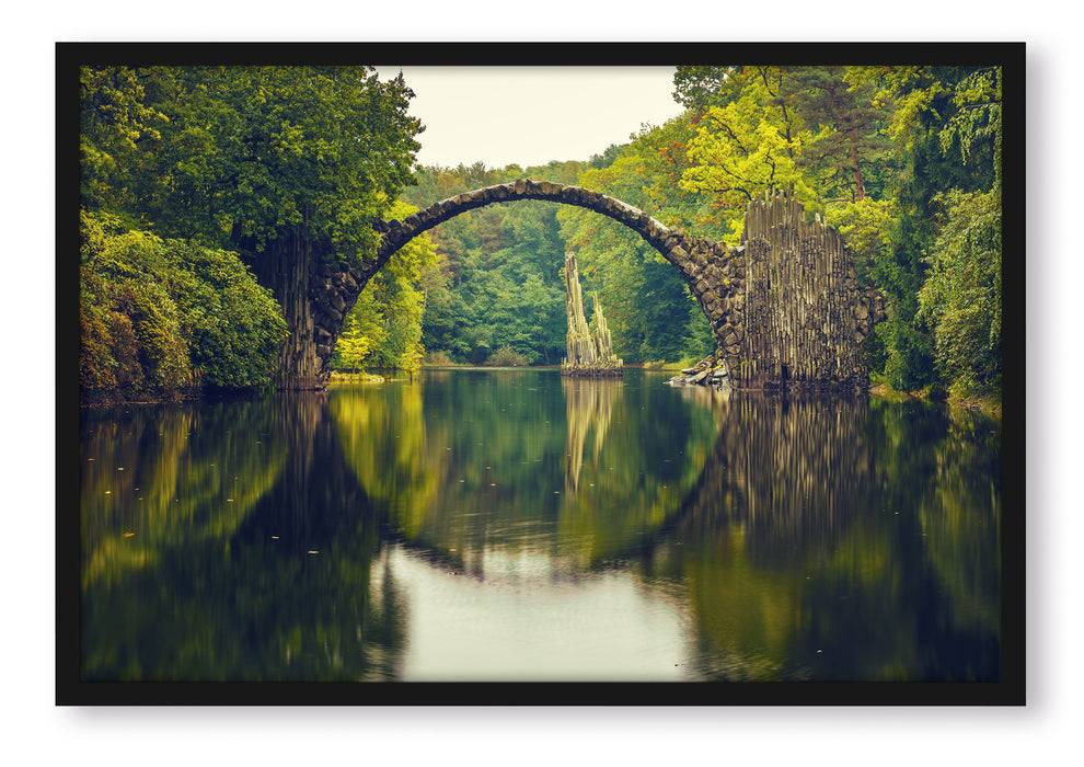 Pixxprint Rakotz-Brücke Kromlau Reflexion, Poster mit Bilderrahmen 50% Rabatt mit kostenlosem Versand