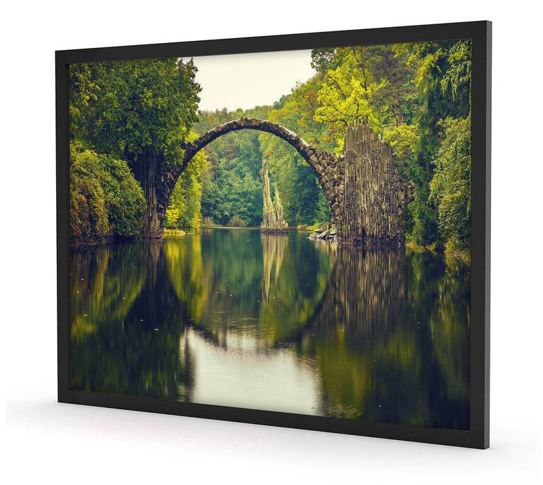 Pixxprint Rakotz-Brücke Kromlau Reflexion, Poster mit Bilderrahmen 50% Rabatt mit kostenlosem Versand