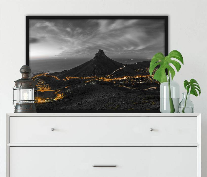 Pixxprint Kapstadts Löwenkopf, Poster mit Bilderrahmen Im Verkauf