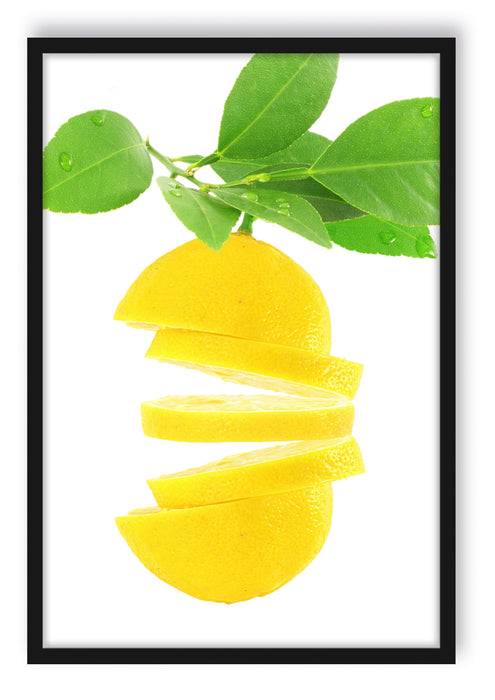Pixxprint Leckere zerschnittene Zitrone, Poster mit Bilderrahmen Verkauf