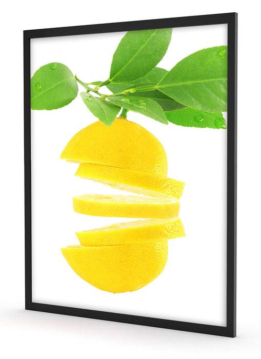 Pixxprint Leckere zerschnittene Zitrone, Poster mit Bilderrahmen Verkauf