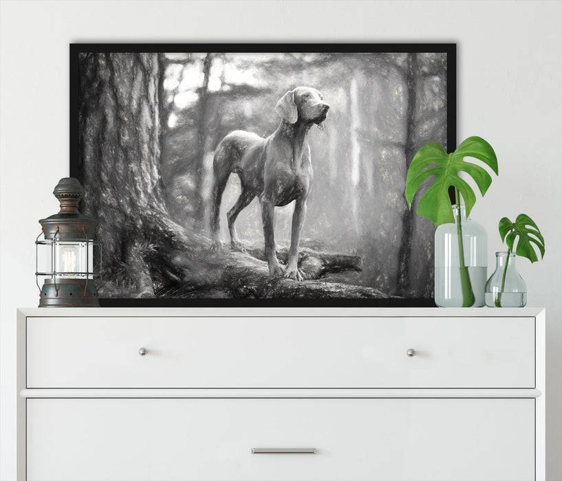 Pixxprint Hund auf Baumwurzeln, Poster mit Bilderrahmen Angebote