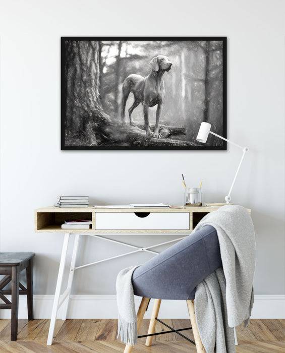 Pixxprint Hund auf Baumwurzeln, Poster mit Bilderrahmen Angebote