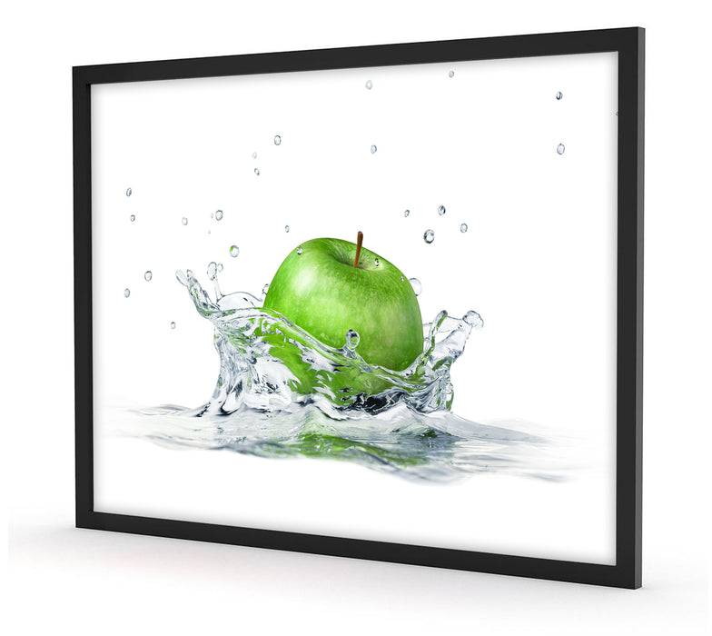 Pixxprint Grüner Apfel fällt in Wasser, Poster mit Bilderrahmen Hotsell