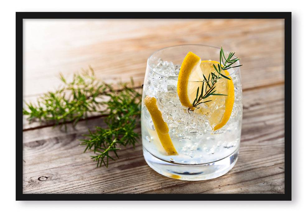 Pixxprint Leckerer Gin Tonic, Poster mit Bilderrahmen im Angebot