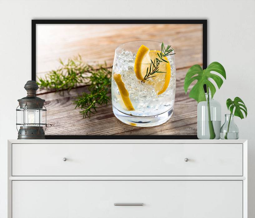 Pixxprint Leckerer Gin Tonic, Poster mit Bilderrahmen im Angebot