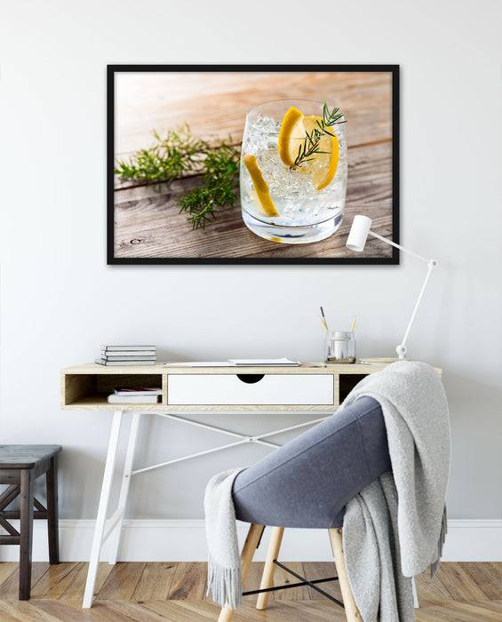 Pixxprint Leckerer Gin Tonic, Poster mit Bilderrahmen im Angebot