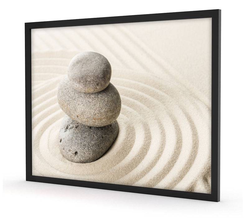 Pixxprint Steine in Sand mit Muster, Poster mit Bilderrahmen Schlussverkauf