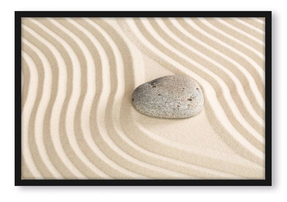 Pixxprint Steine in Sand mit Muster, Poster mit Bilderrahmen