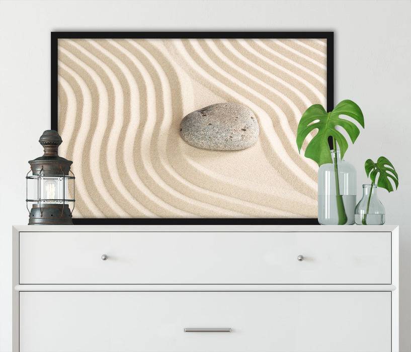 Pixxprint Steine in Sand mit Muster, Poster mit Bilderrahmen Günstiger Verkauf
