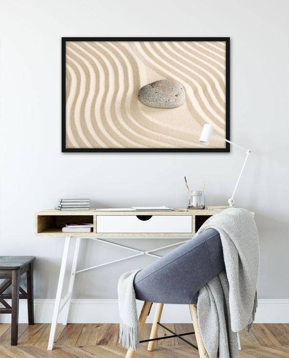 Pixxprint Steine in Sand mit Muster, Poster mit Bilderrahmen Günstiger Verkauf
