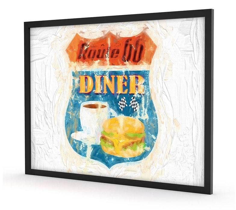 Pixxprint Route 66 Dinerschild, Poster mit Bilderrahmen Meist gekauft