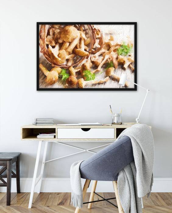 Pixxprint Lecker Pilze im Körbchen, Poster mit Bilderrahmen Limitierter Zeitrabatt